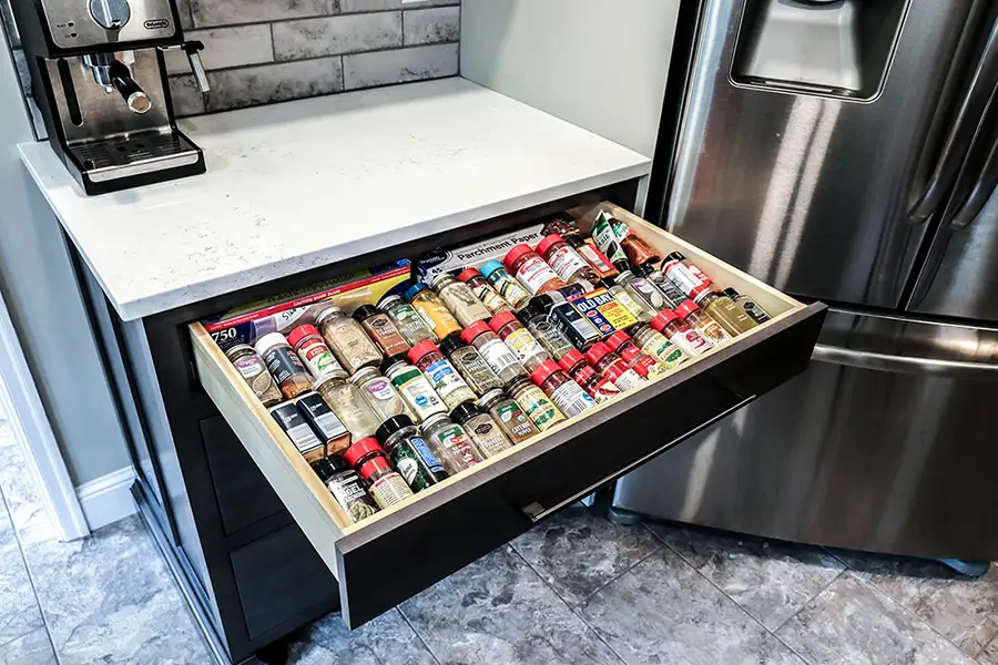 Gravel Lane Custom Kitchen - spice drawer organizer - Eureka, IL