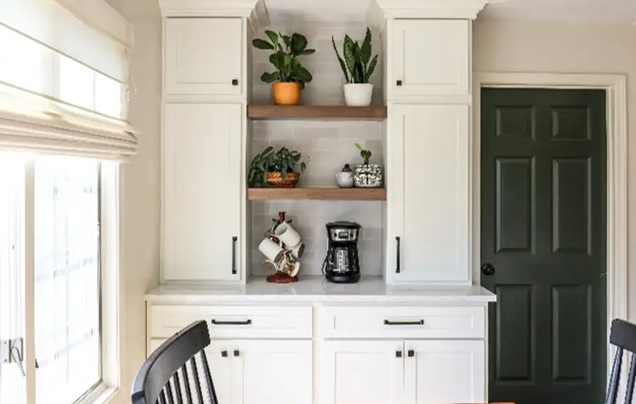 Gravel Lane Design - kitchen cabinet storage, white "built in" cabinets with drawers - Eureka, IL