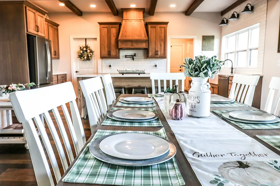 Gravel Lane Design Studio - kitchen table set for guests gingham place settings, holidays - Eureka, IL