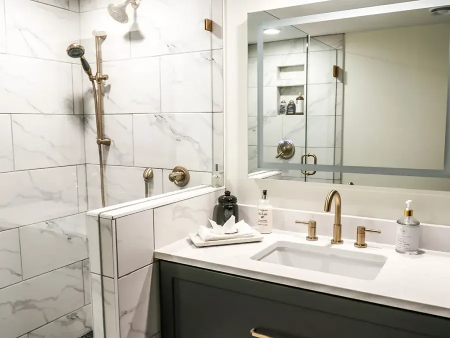 guest bathroom design walk-in shower - Eureka IL