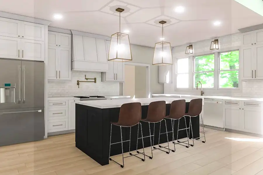 Gravel Lane Design Studio - 3D rendering of kitchen remodel design, custom kitchen - Eureka, IL