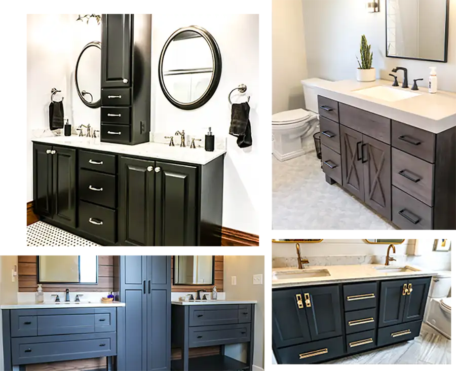 Gravel Lane Design Studio - custom bathroom cabinetry collage - Eureka, IL