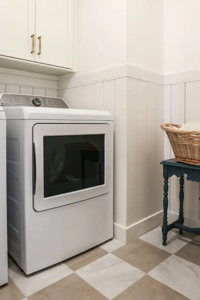 GRAVEL LANE DESIGN - Mixing Old & New: A Tour of This Charming Home Remodel - beautiful remodel a laundry room, focusing on the dryer unit