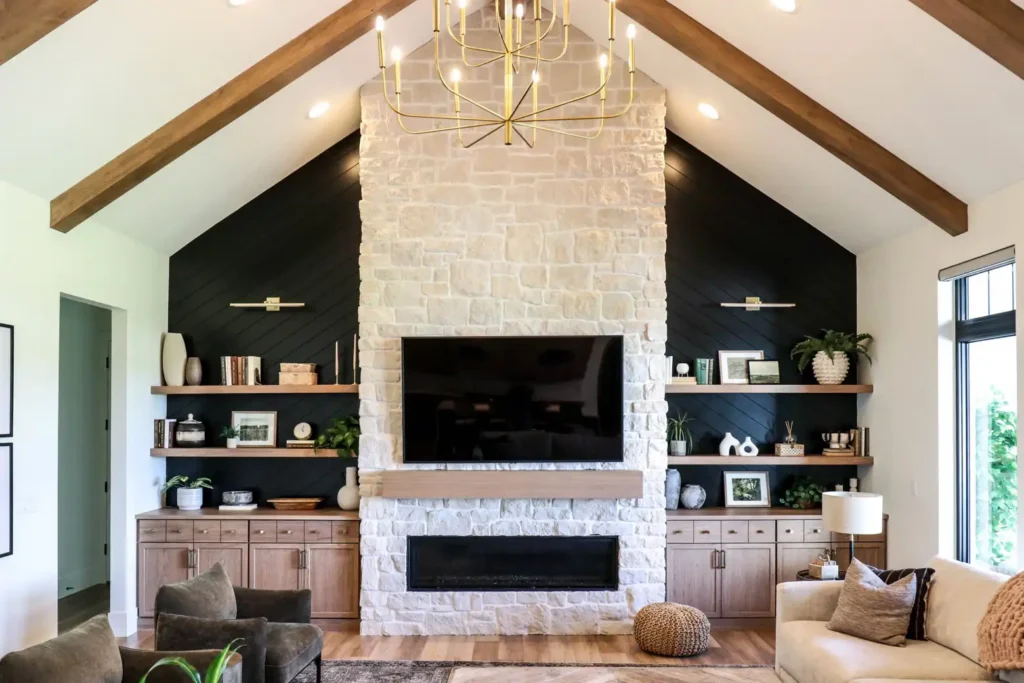 GRAVEL LANE DESIGN - Interior Design Principles and How to Apply Them to Your Home: A beautiful living room with a ground-to-ceiling fireplace