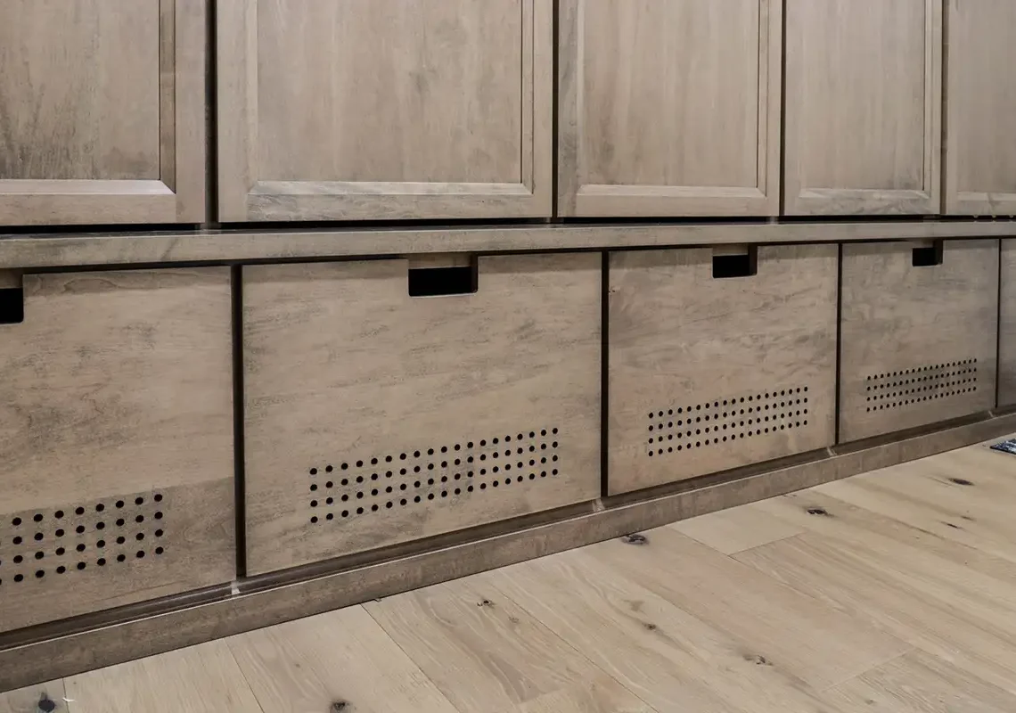 unique cabinet design for mudroom in family home, space for shoes - Eureka, IL